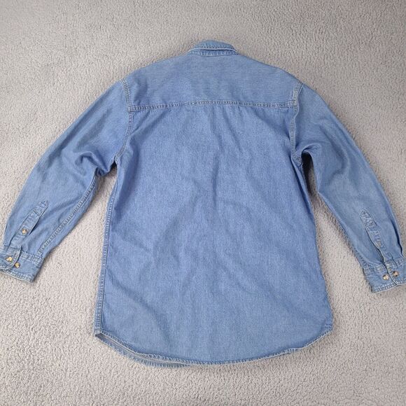 VTG Peregrine Bay Denim Shirt Mens Small Blue WRC Group Button Up Long Sleeve - Picture 8 of 15